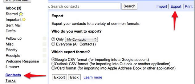 GMail Contacts Export
