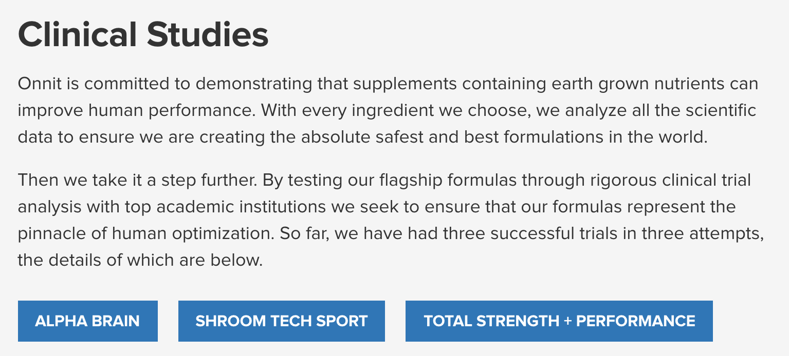 Onnit clinical studies